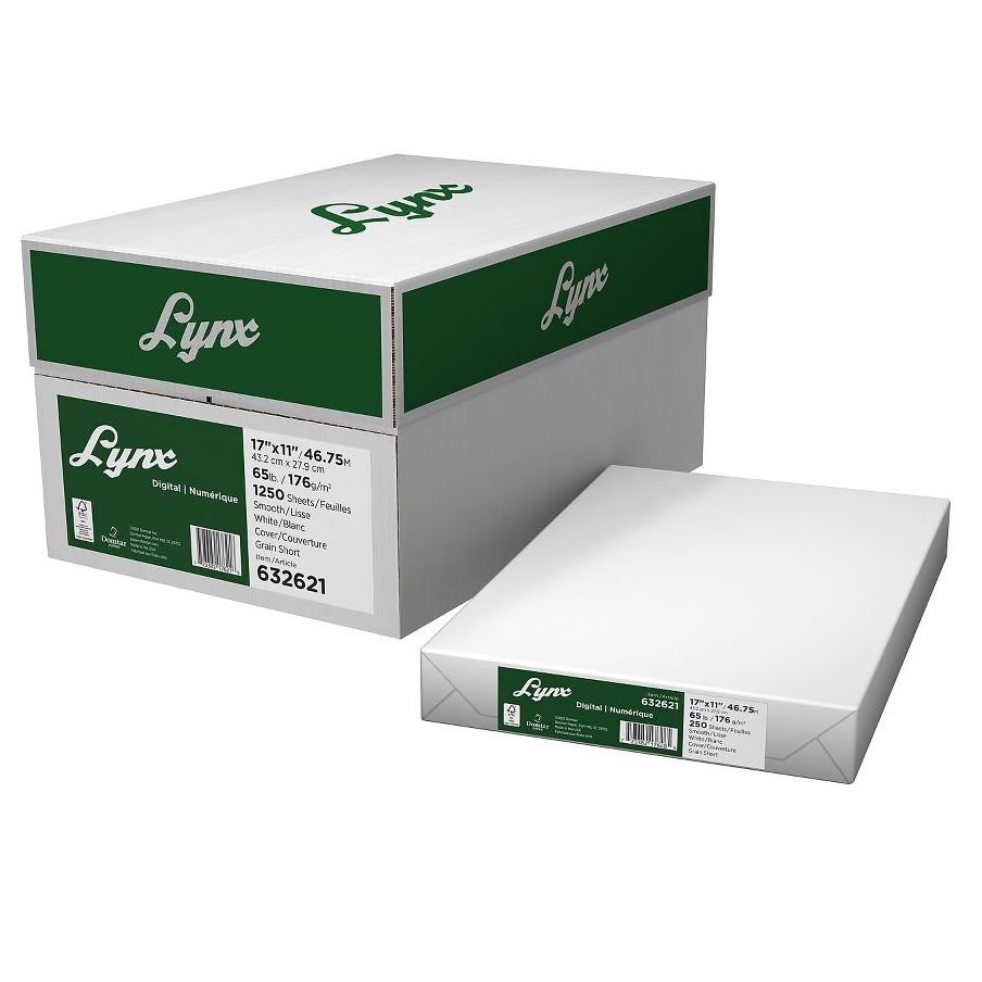 Domtar® Lynx™ Digital Opaque White 80 lb. Smooth Cover 17x11 in. 250 Sheets per Ream